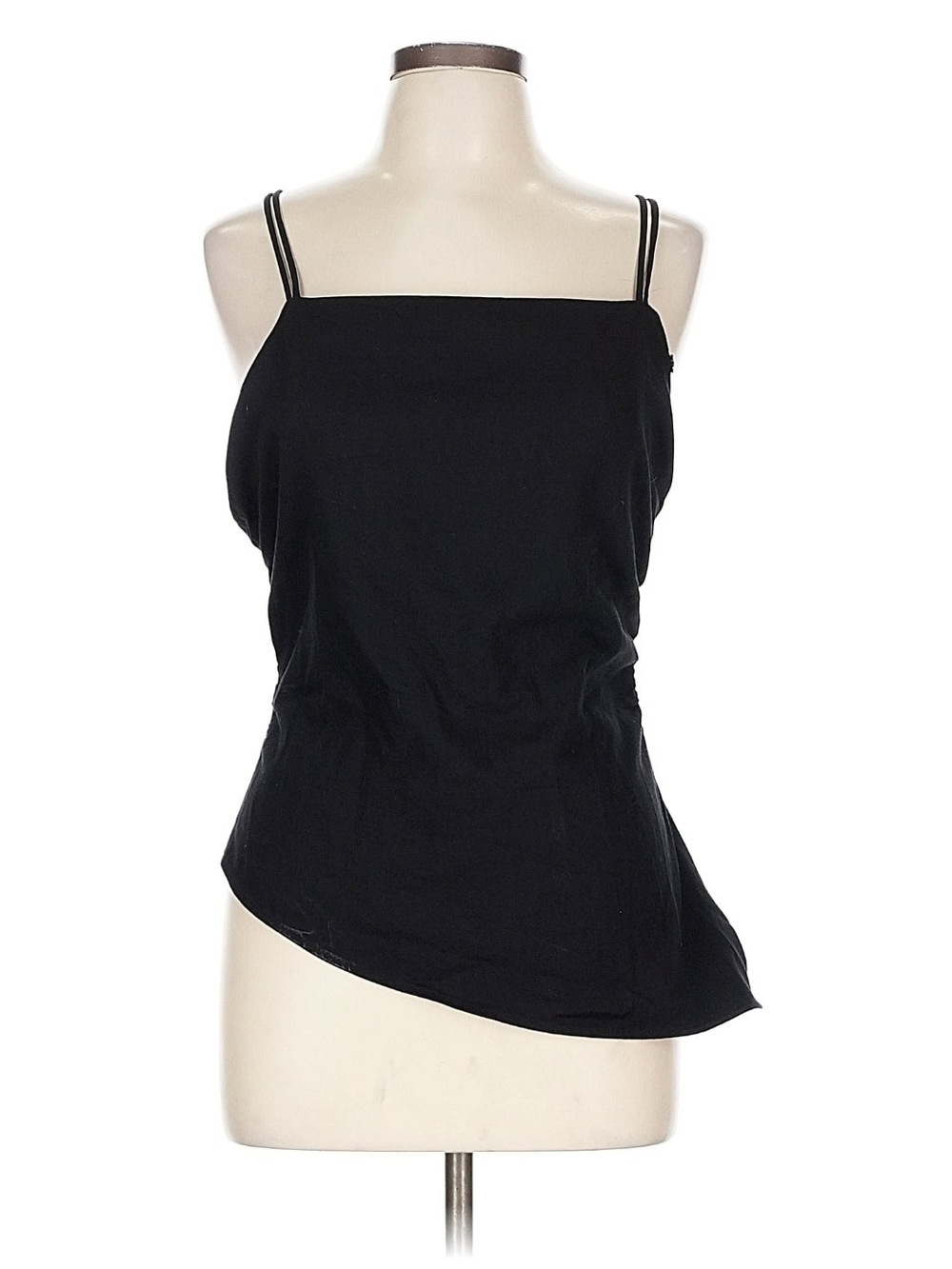 Zara Black Double-Spaghetti Strap Square Neck Tank